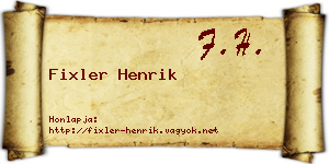 Fixler Henrik névjegykártya